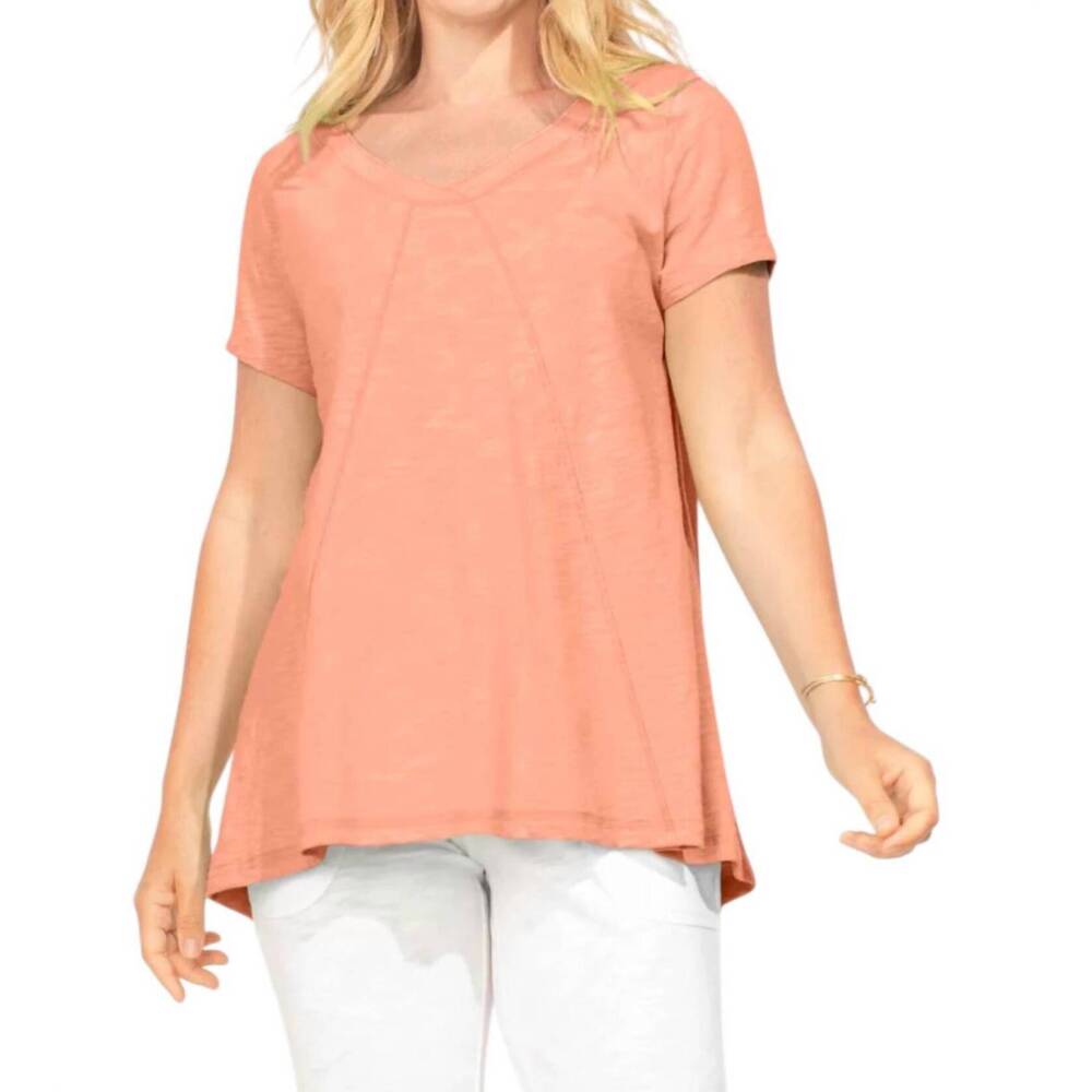NEW ESCAPE cotton slub vneck tunic top in papaya